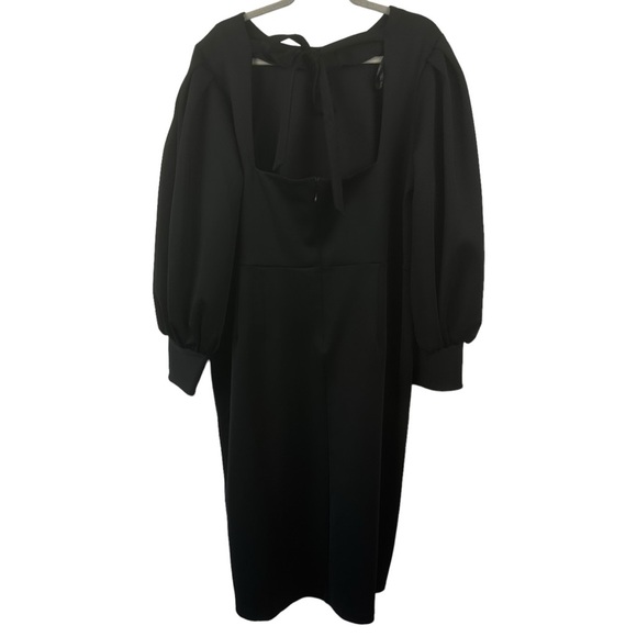 NWT ELOQUII Black Puff Sleeve‎ Tie Back Cuff Pencil Ponte Dress Plus Size 22 NEW - Picture 9 of 15